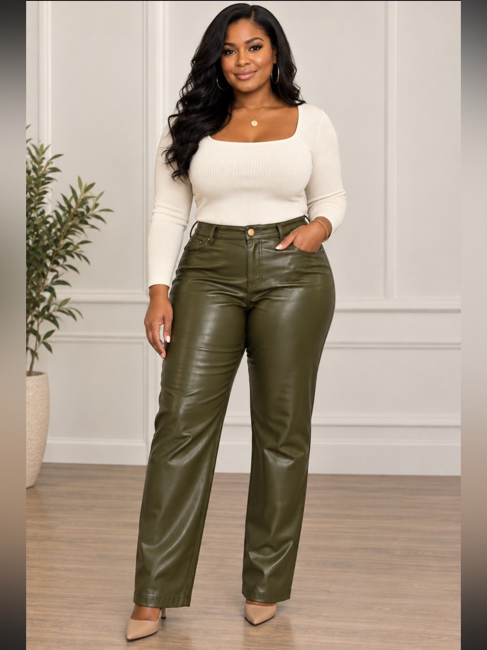 Marc New York Olive Faux Leather Pants